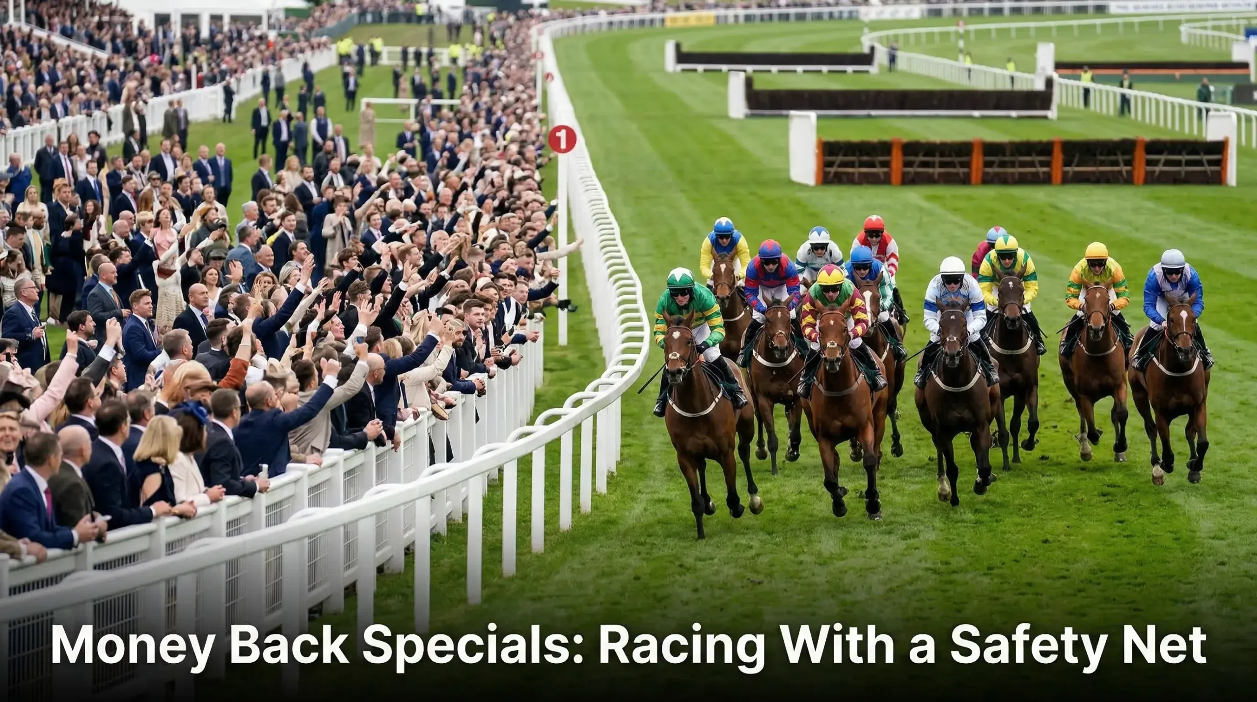 Animated racecourse atmosphere at a major UK festival meeting with enthusiastic racegoers at the rails